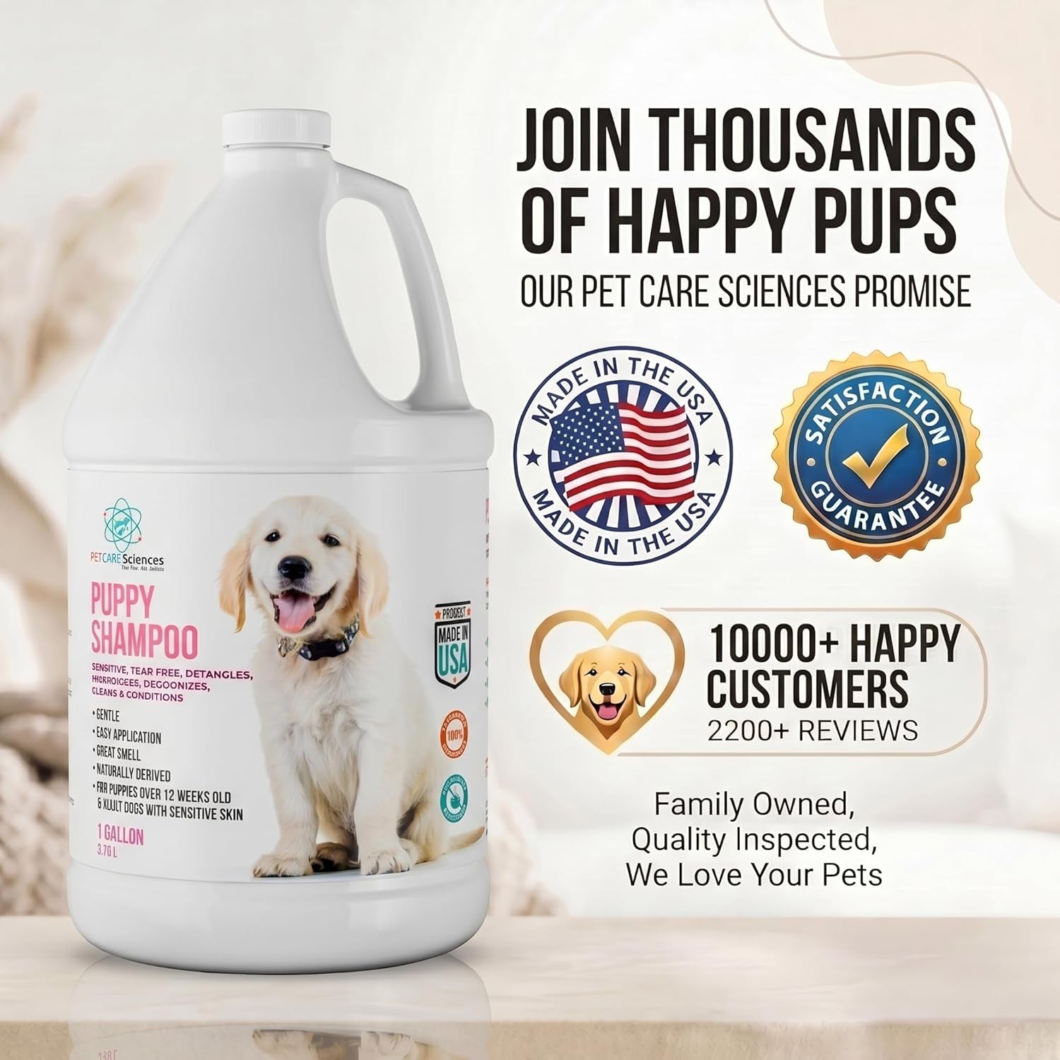 1 Gallon Tearless Puppy Shampoo and Conditioner - anti Itch Dog Shampoo Sensitive Skin - Coconut Oil Oatmeal Pet Shampoo for Puppies