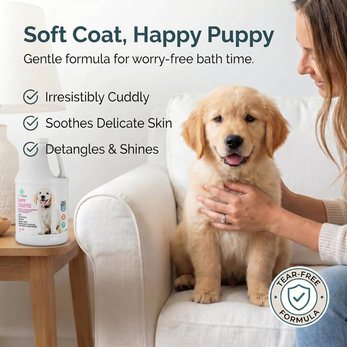 1 Gallon Tearless Puppy Shampoo and Conditioner - anti Itch Dog Shampoo Sensitive Skin - Coconut Oil Oatmeal Pet Shampoo for Puppies